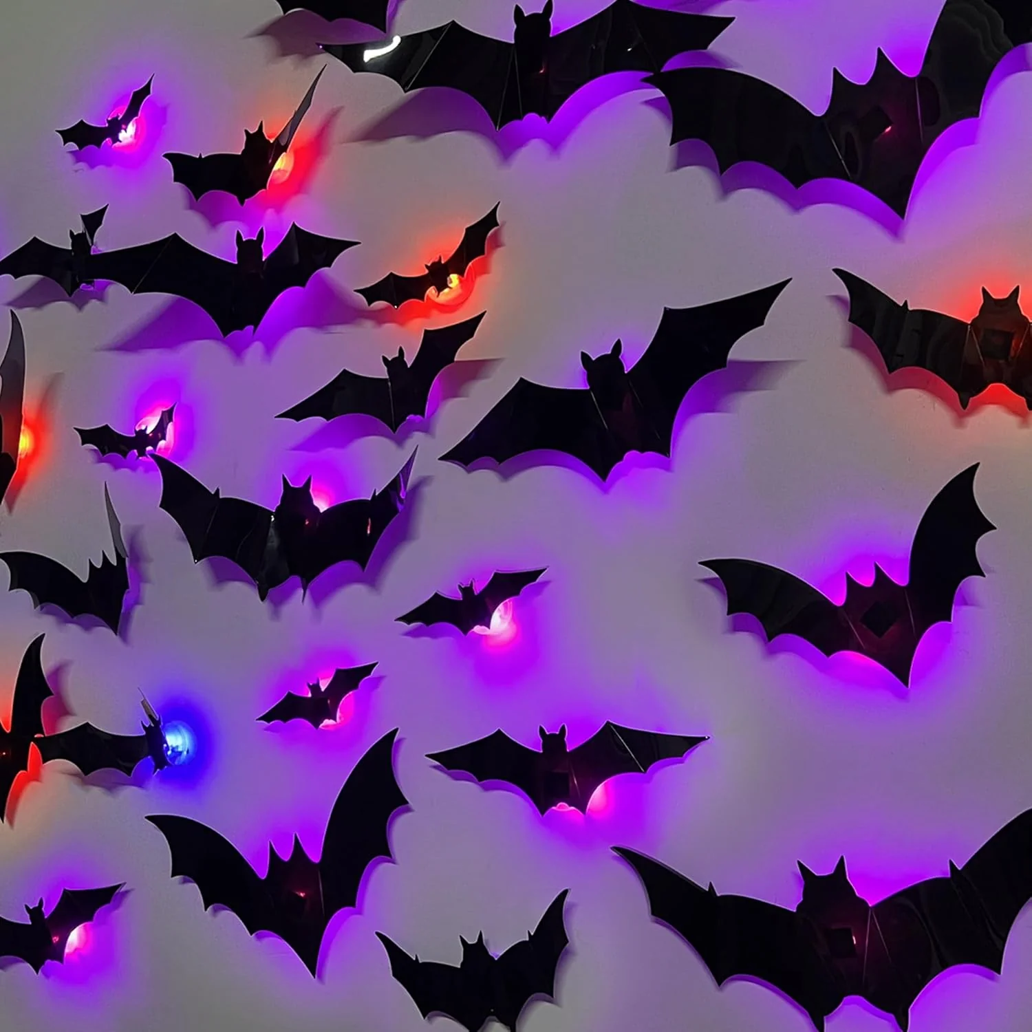 Halloween Bats Wall Decor with Lights – 3D Spooky Stickers for Home - Image 14