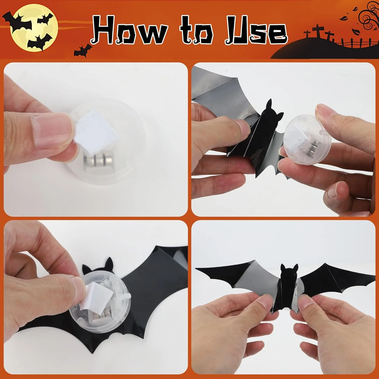 Halloween Bats Wall Decor with Lights – 3D Spooky Stickers for Home - Image 15