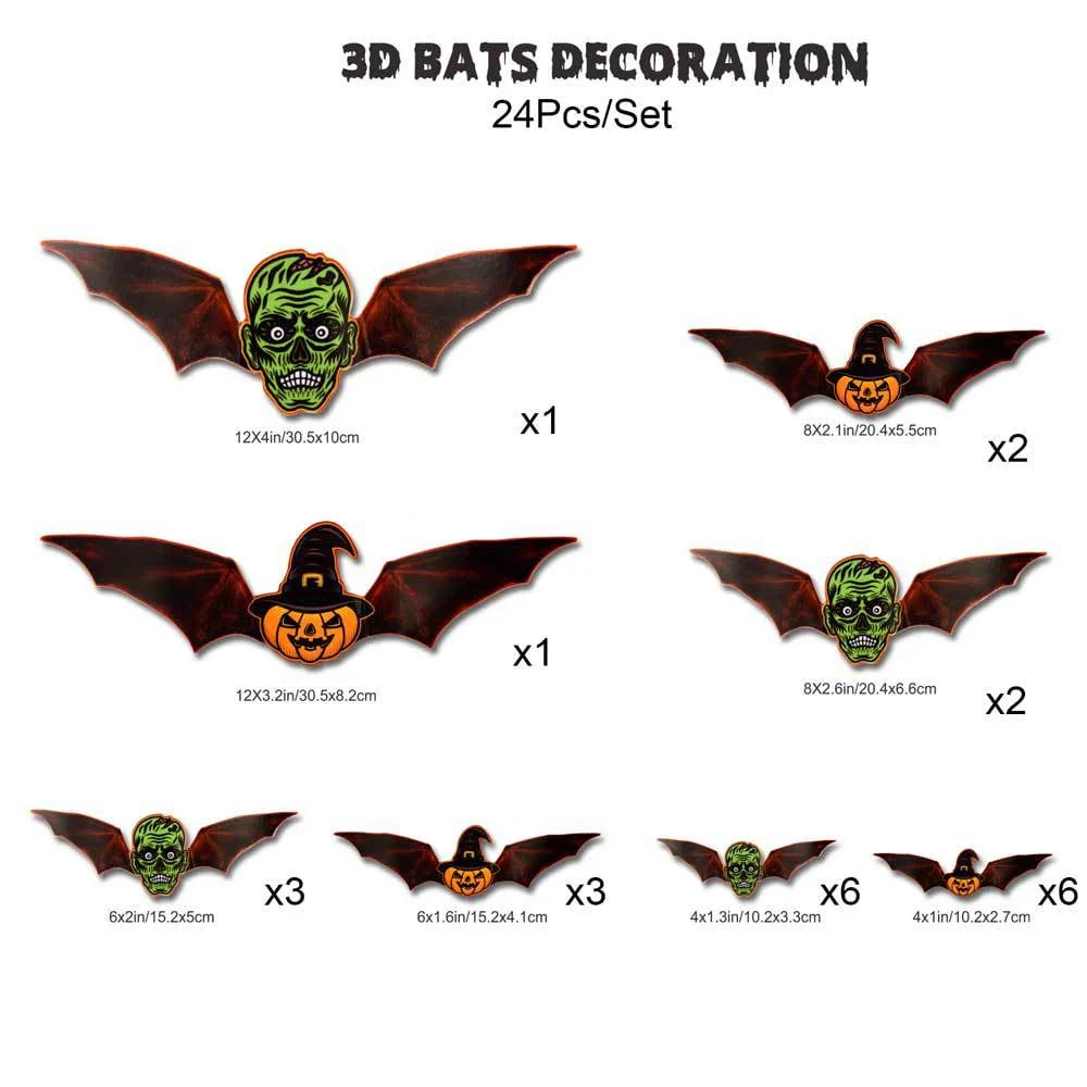 Halloween Bats Wall Decor with Lights – 3D Spooky Stickers for Home - Image 4