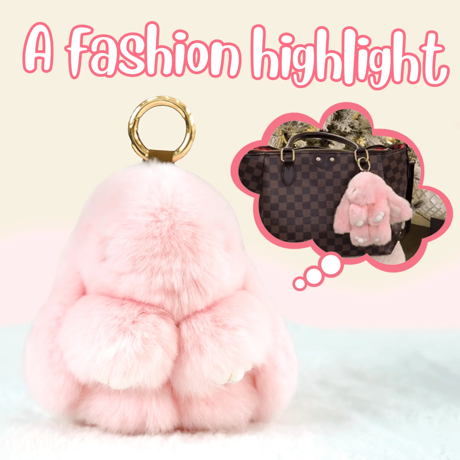 Handcrafted Soft Bunny Charm: Adorable Plush Rabbit Toy Keychain - Image 4