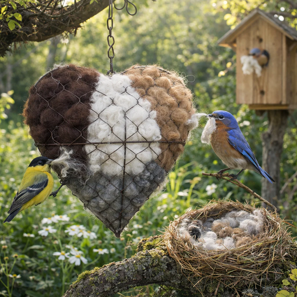 Handmade Alpaca Fiber Bird Nesting Heart - Image 10