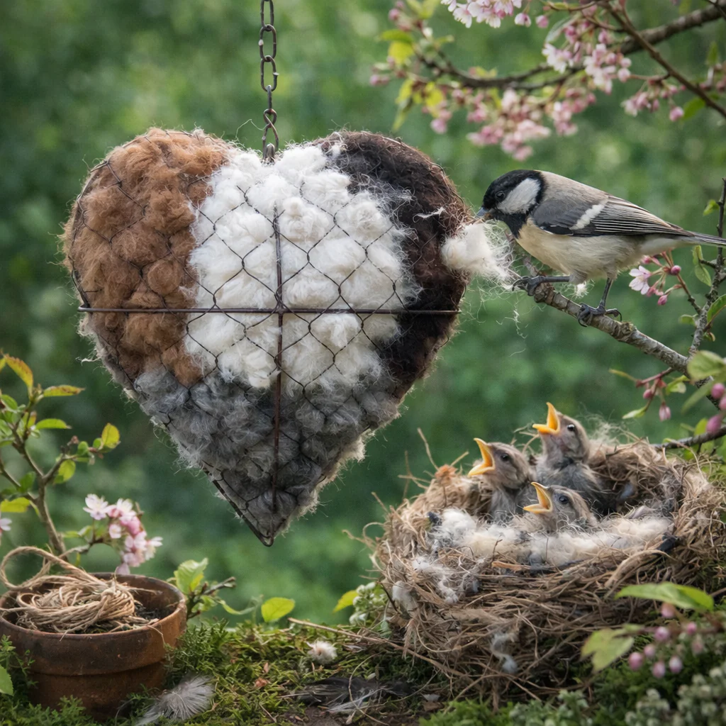Handmade Alpaca Fiber Bird Nesting Heart - Image 11