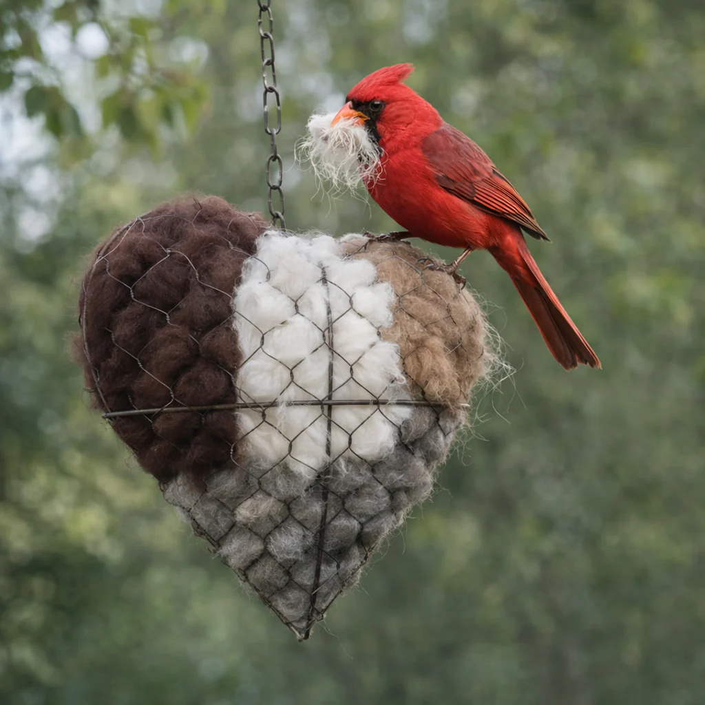 Handmade Alpaca Fiber Bird Nesting Heart - Image 2