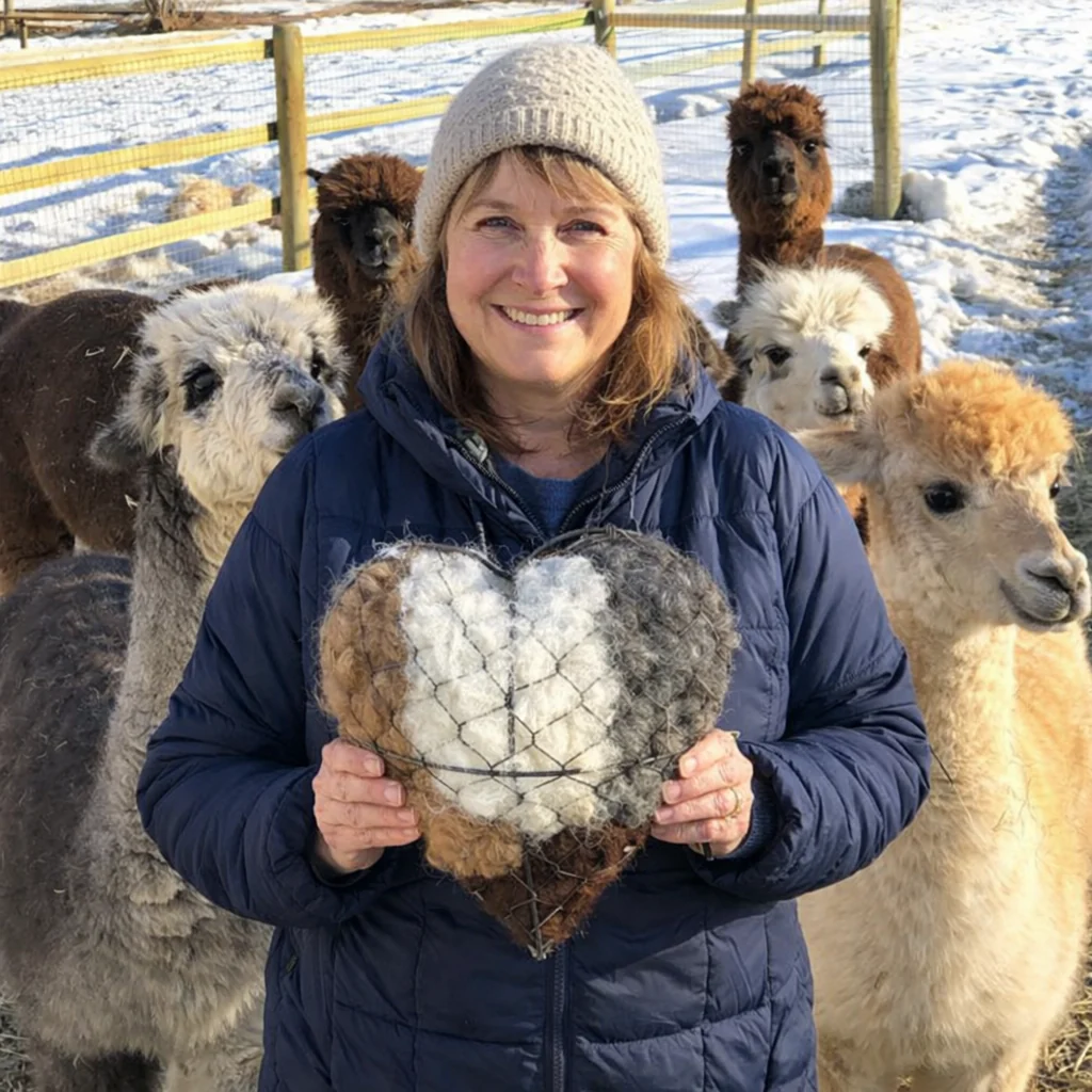 Handmade Alpaca Fiber Bird Nesting Heart - Image 3