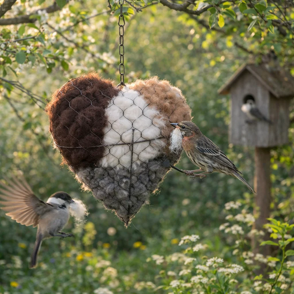 Handmade Alpaca Fiber Bird Nesting Heart - Image 4