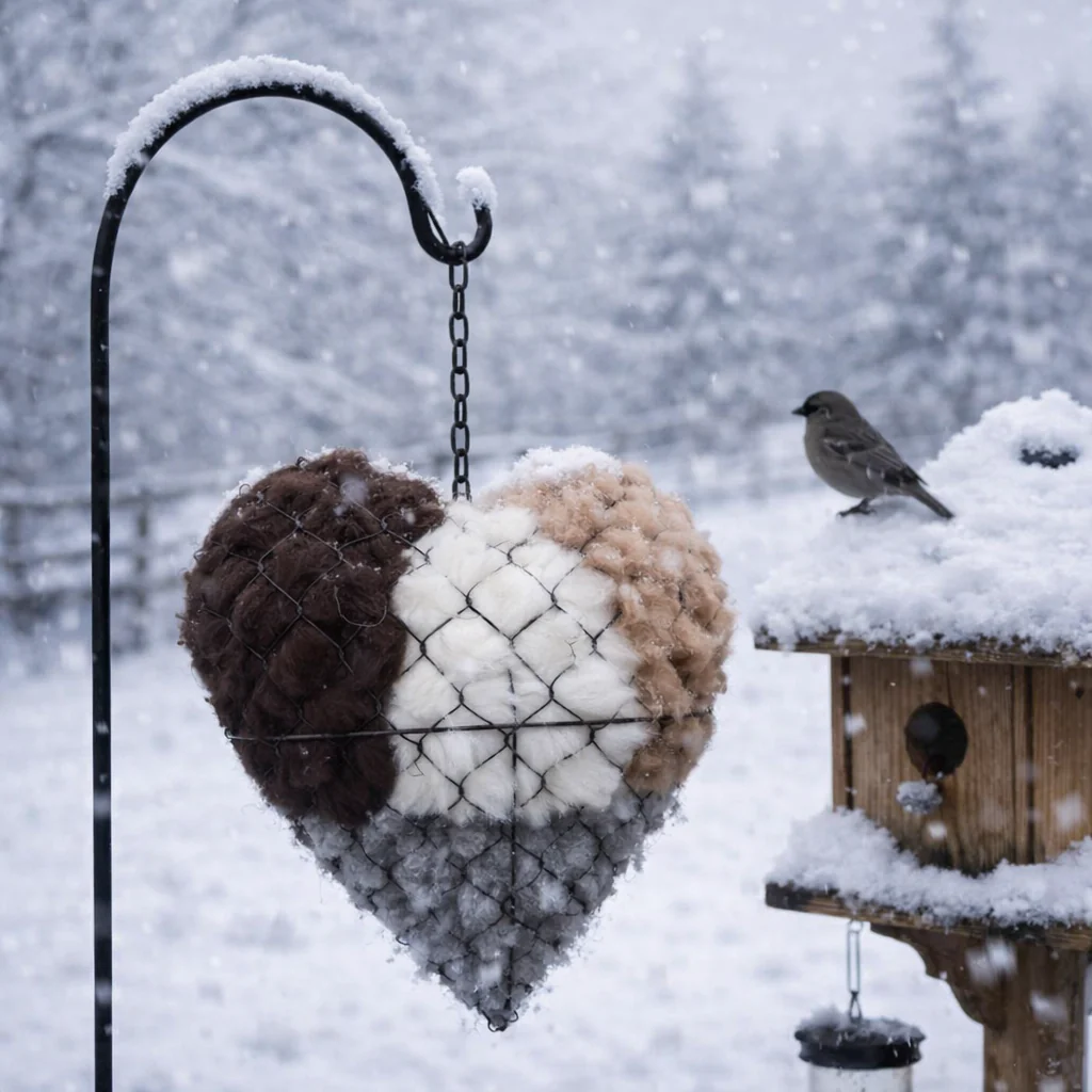 Handmade Alpaca Fiber Bird Nesting Heart - Image 5