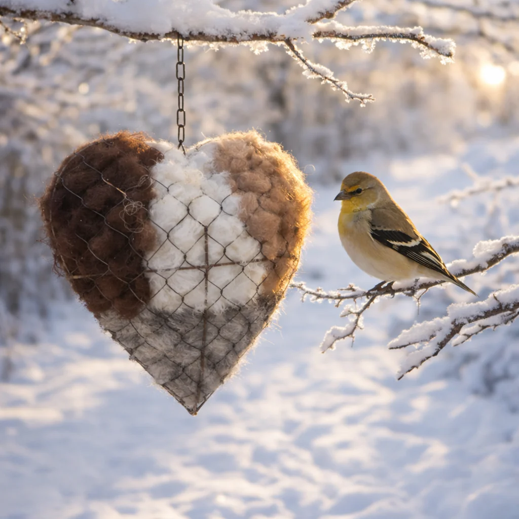 Handmade Alpaca Fiber Bird Nesting Heart - Image 7