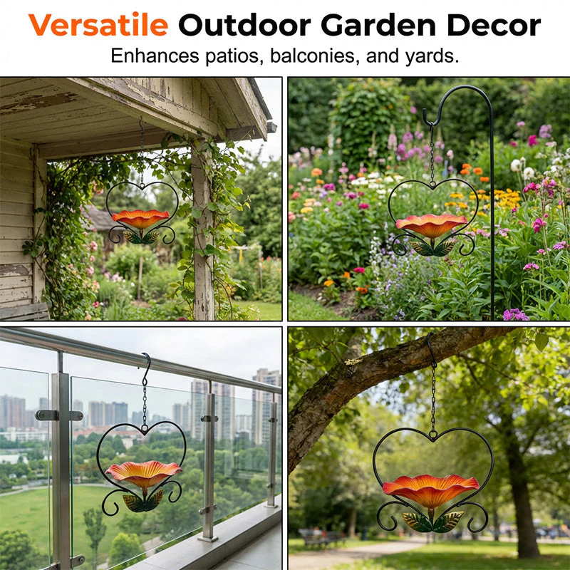 Heart-Shaped Bird Feeder – Floral, Hanging,Perfect for Backyard or Balcony - Image 11