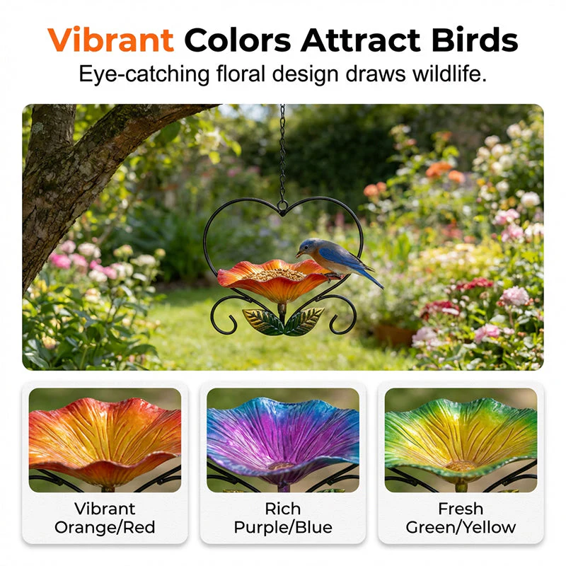 Heart-Shaped Bird Feeder – Floral, Hanging,Perfect for Backyard or Balcony - Image 4