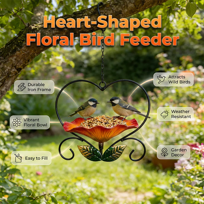 Heart-Shaped Bird Feeder – Floral, Hanging,Perfect for Backyard or Balcony - Image 5