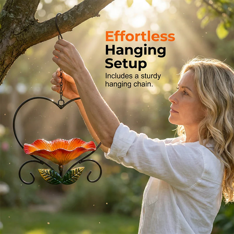Heart-Shaped Bird Feeder – Floral, Hanging,Perfect for Backyard or Balcony - Image 7