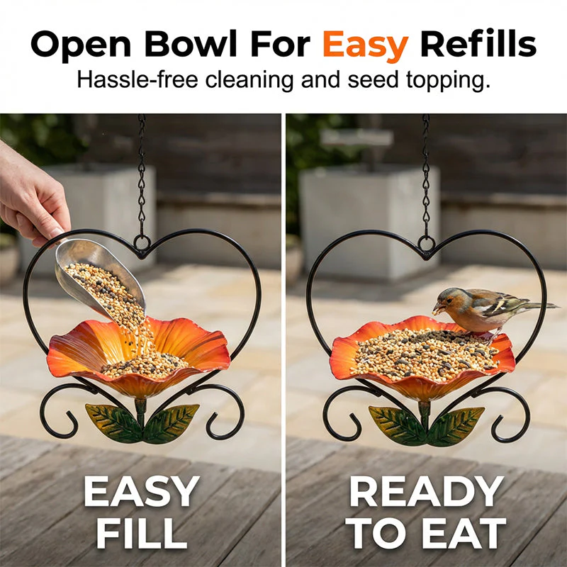 Heart-Shaped Bird Feeder – Floral, Hanging,Perfect for Backyard or Balcony - Image 9