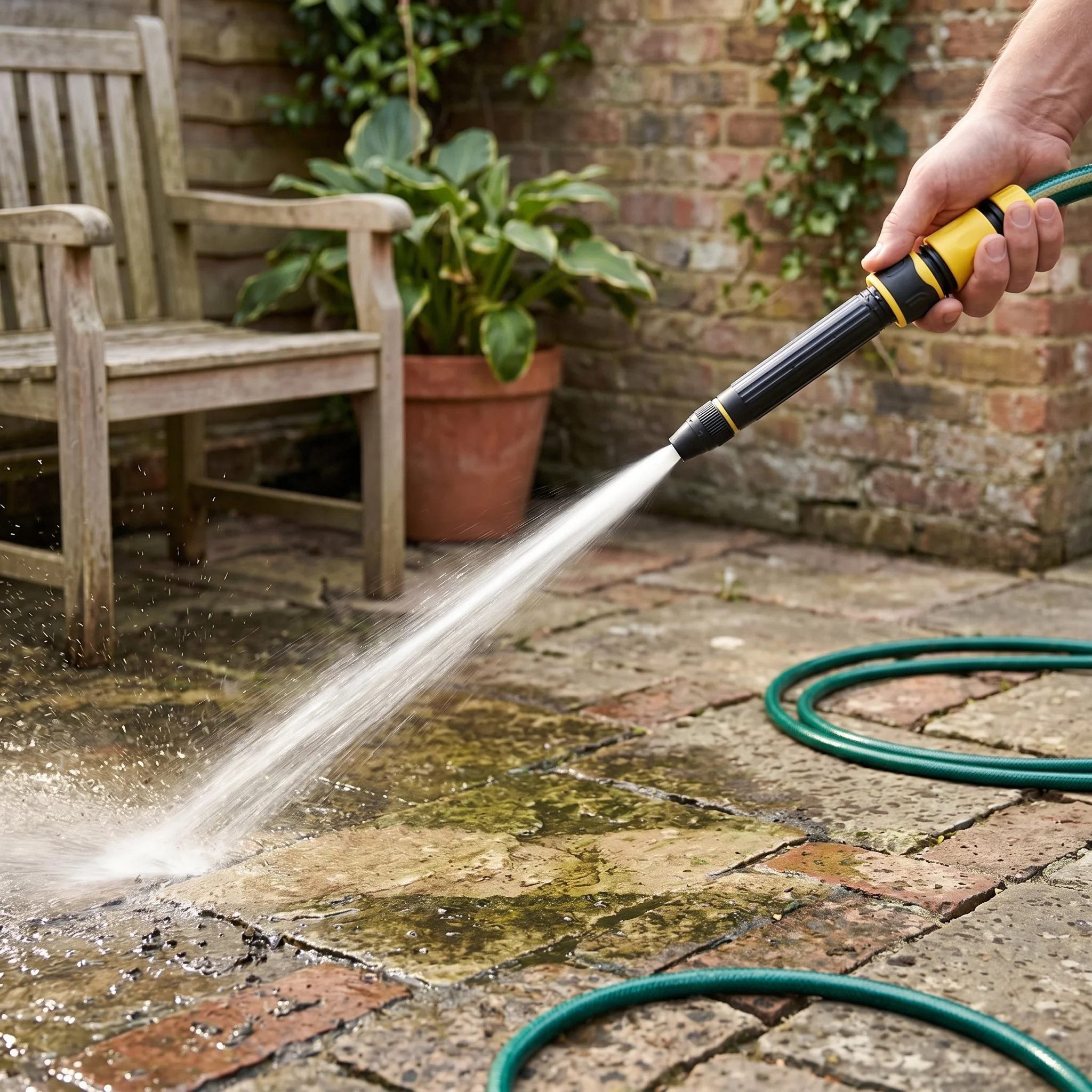High-Pressure Hose Spray Gun with Brush Attachment - Image 2