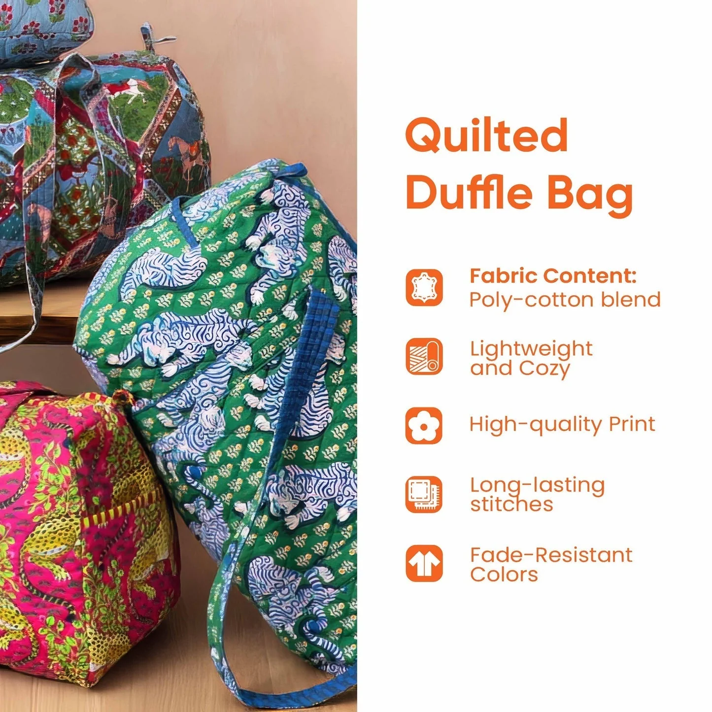 Hippie Journey Quilted Duffle Bag - Image 5