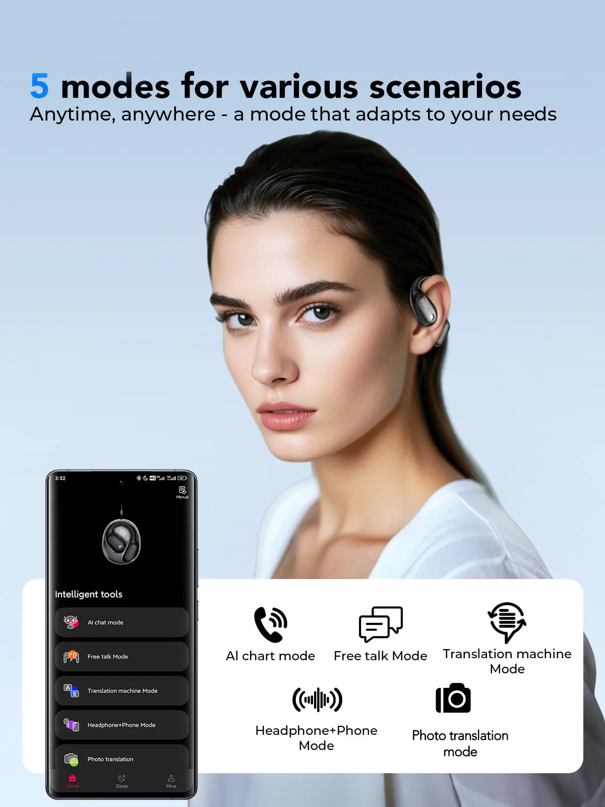 Wireless Bluetooth Earphones – Long Battery, Call & Music, LED Display, AI Translation - Image 5