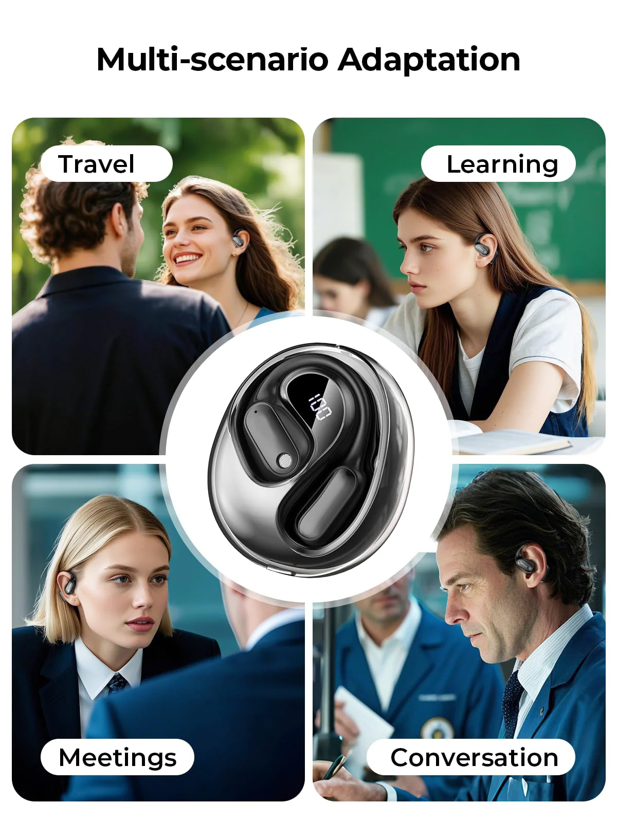 Wireless Bluetooth Earphones – Long Battery, Call & Music, LED Display, AI Translation - Image 7