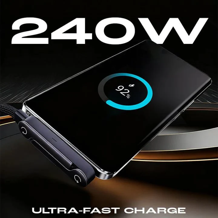 ⚡2-in-1 Invisible Holder Charger Cable – 240W Fast Charging Cord with Built-In Phone Stand - Image 2