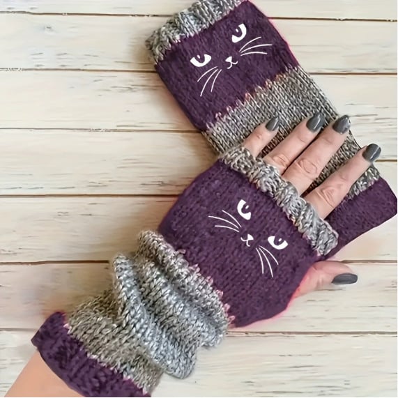 🐱 Cute Women’s Knitted Cat Gloves — For Warm Hands & Free Fingers🧶 - Image 13