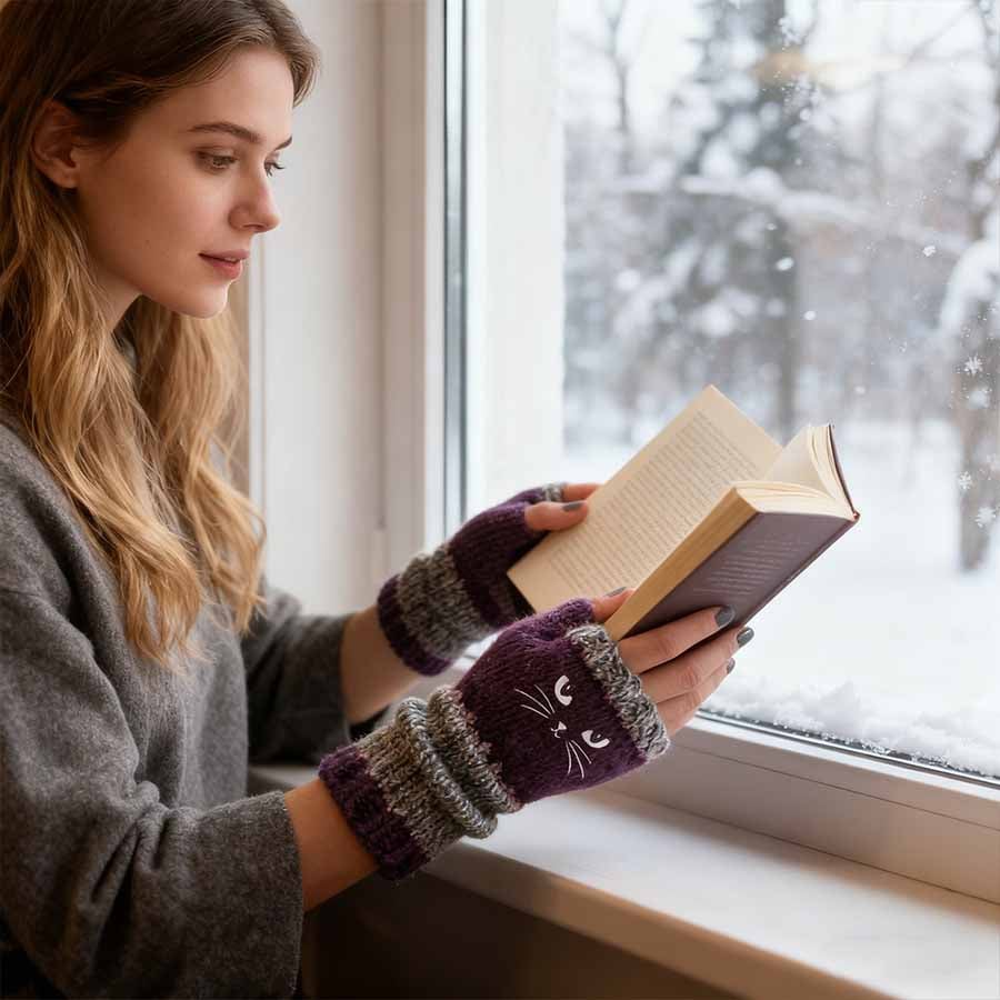 🐱 Cute Women’s Knitted Cat Gloves — For Warm Hands & Free Fingers🧶 - Image 3