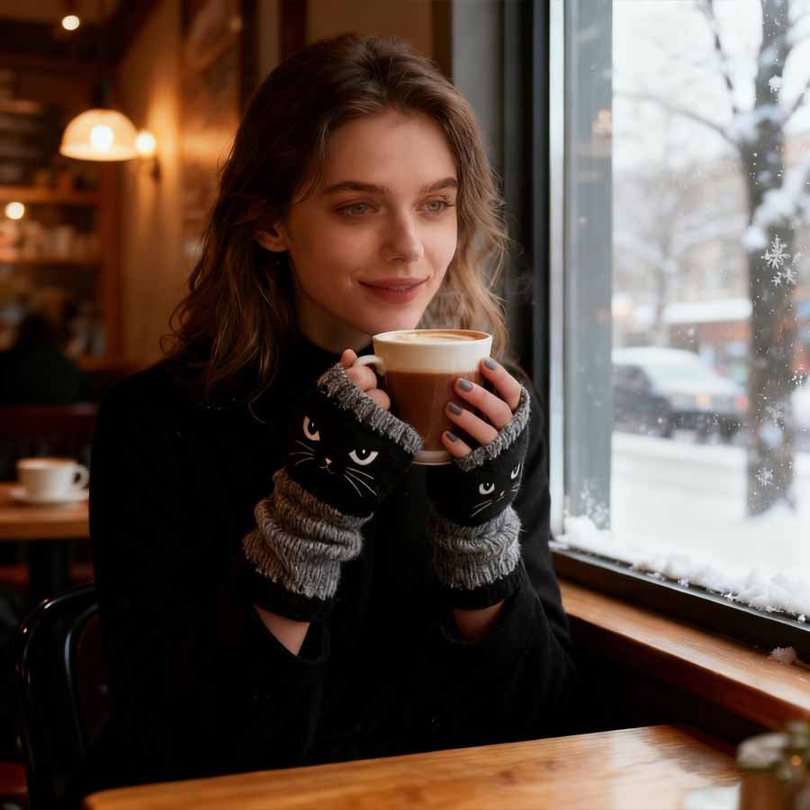 🐱 Cute Women’s Knitted Cat Gloves — For Warm Hands & Free Fingers🧶 - Image 5