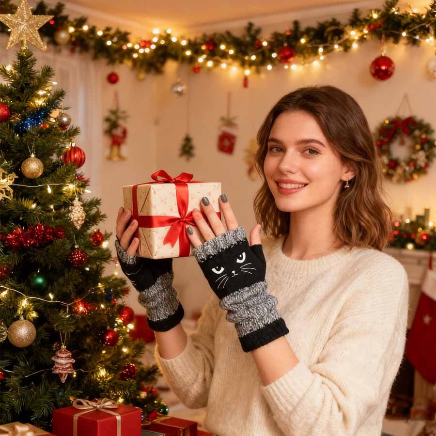 🐱 Cute Women’s Knitted Cat Gloves — For Warm Hands & Free Fingers🧶 - Image 6