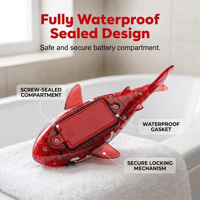 LED Light-Up Bath Toy Shark with Lifelike Tail - Image 2
