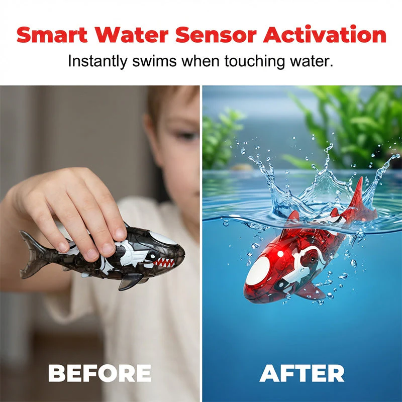 LED Light-Up Bath Toy Shark with Lifelike Tail - Image 3