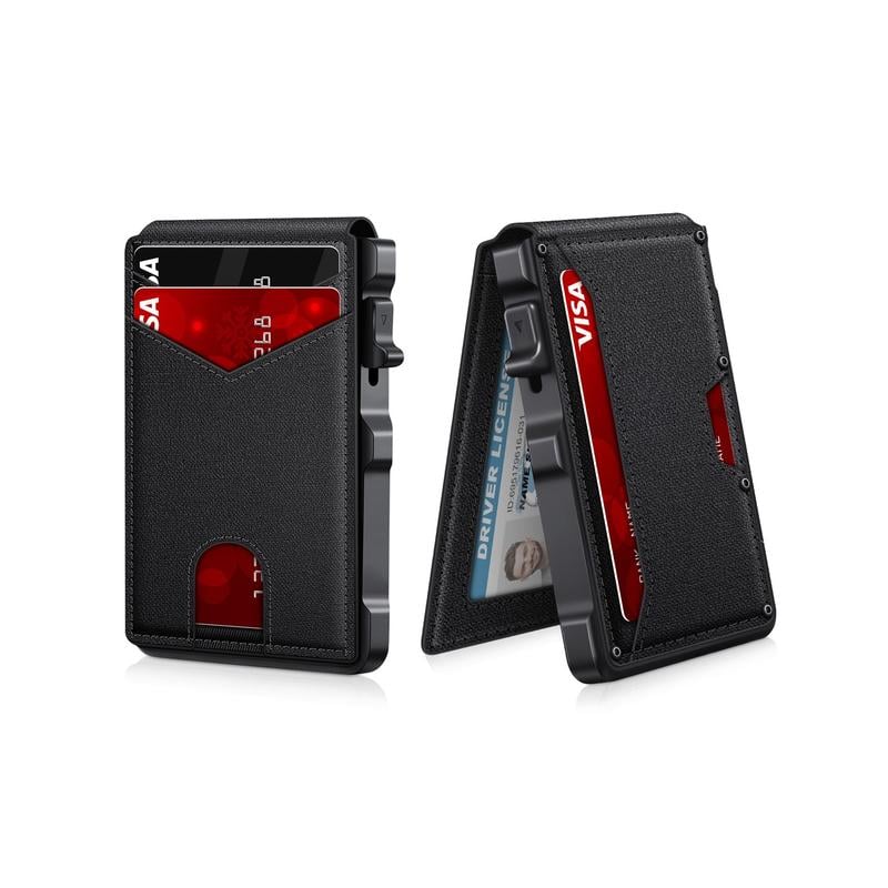 💼🔒Premium Aluminum RFID Blocking Minimalist Wallet for Men — Pop-Up Card Access, Money Clip & ID Window - Image 12