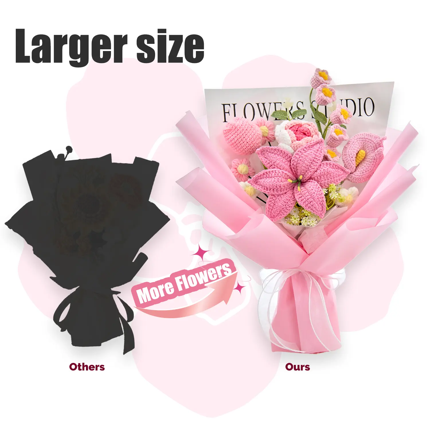 Mother’s Day Gift🌺 Pink Crochet Lily Rose Tulip Bouquet - Image 11