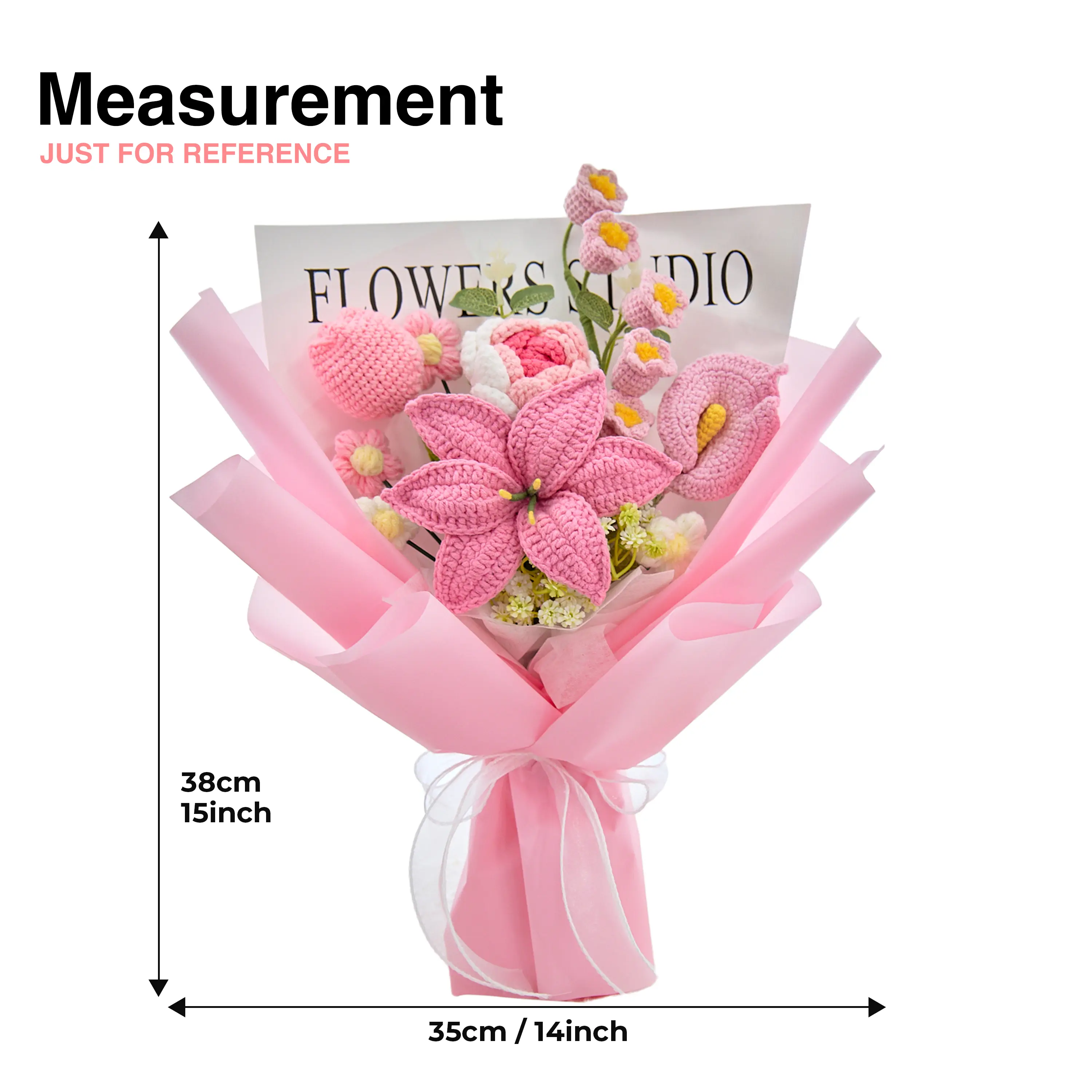 Mother’s Day Gift🌺 Pink Crochet Lily Rose Tulip Bouquet - Image 12