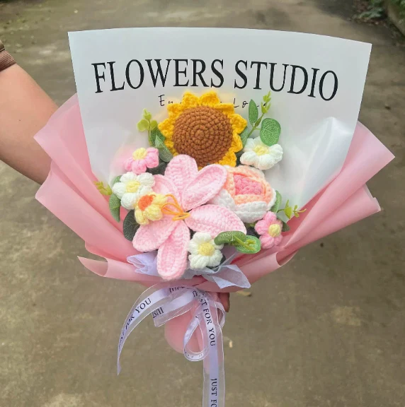 Mother’s Day Gift🌺 Pink Crochet Lily Rose Tulip Bouquet - Image 17