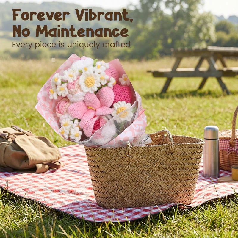Mother’s Day Gift🌺 Pink Crochet Lily Rose Tulip Bouquet - Image 4