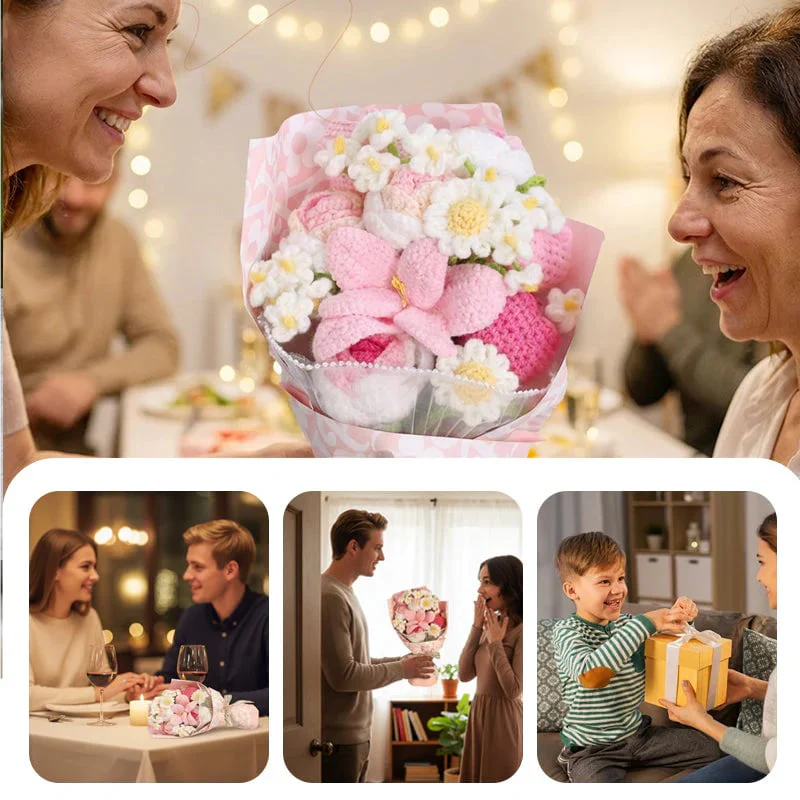 Mother’s Day Gift🌺 Pink Crochet Lily Rose Tulip Bouquet - Image 6