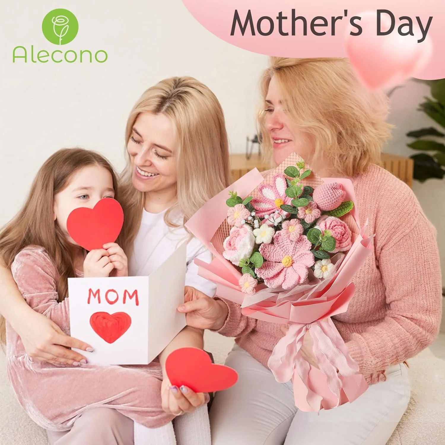 Mother’s Day Gift🌺 Pink Crochet Lily Rose Tulip Bouquet - Image 9