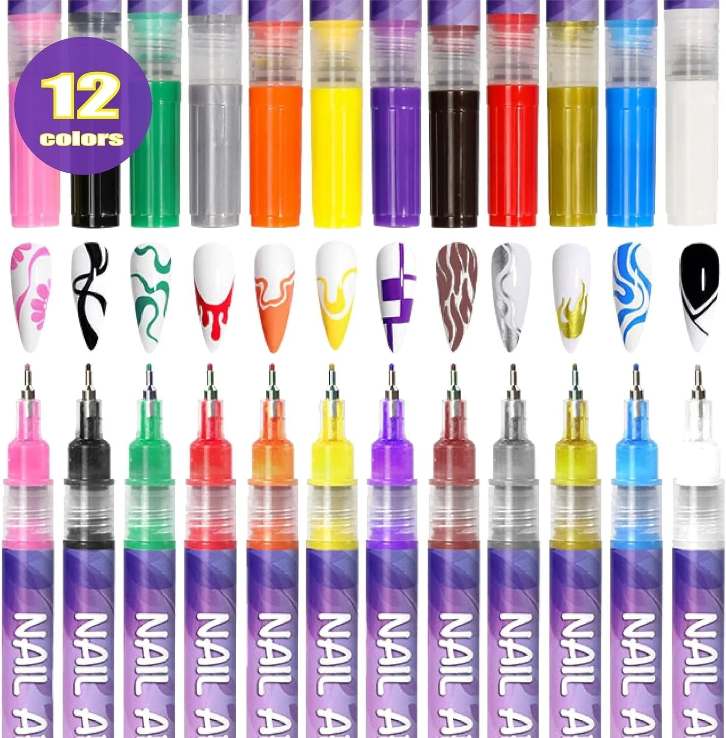 🎨12 Colors Nail Art Pens Set - Image 2
