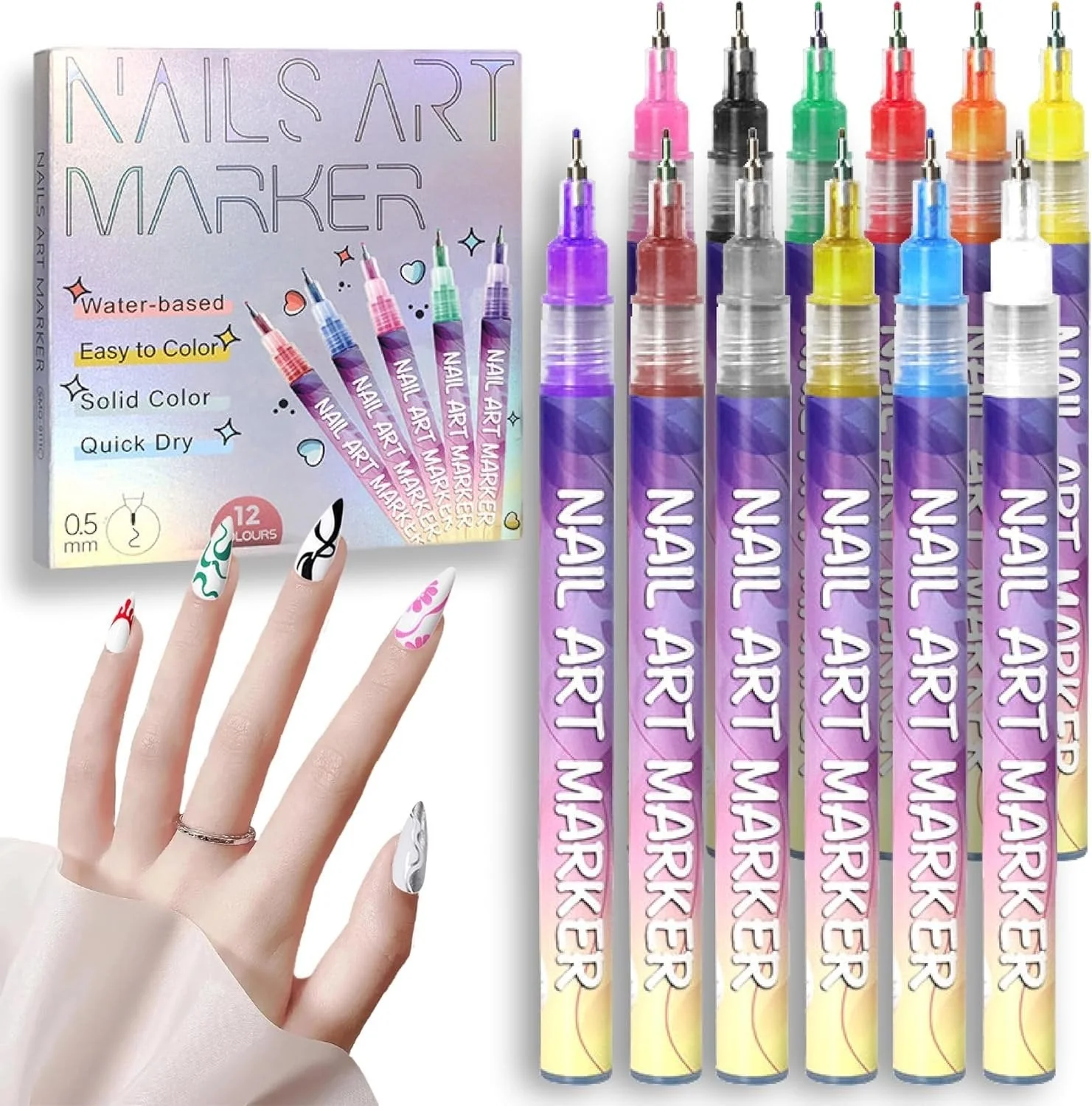 🎨12 Colors Nail Art Pens Set - Image 3