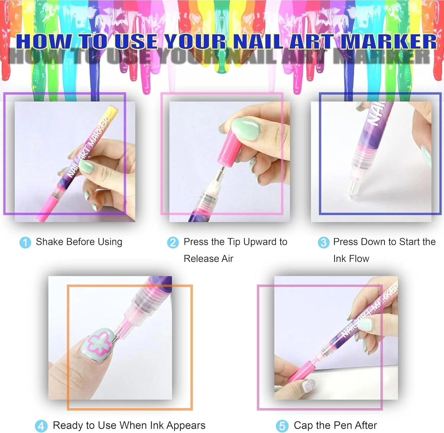 🎨12 Colors Nail Art Pens Set - Image 4