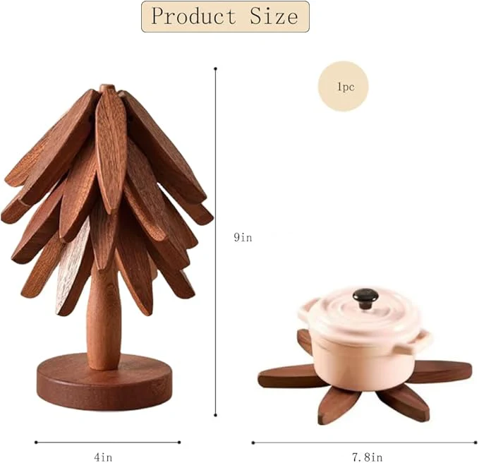 Natural Tree Trivet Set - 4 wooden Trivets & 1 Stand - Image 5