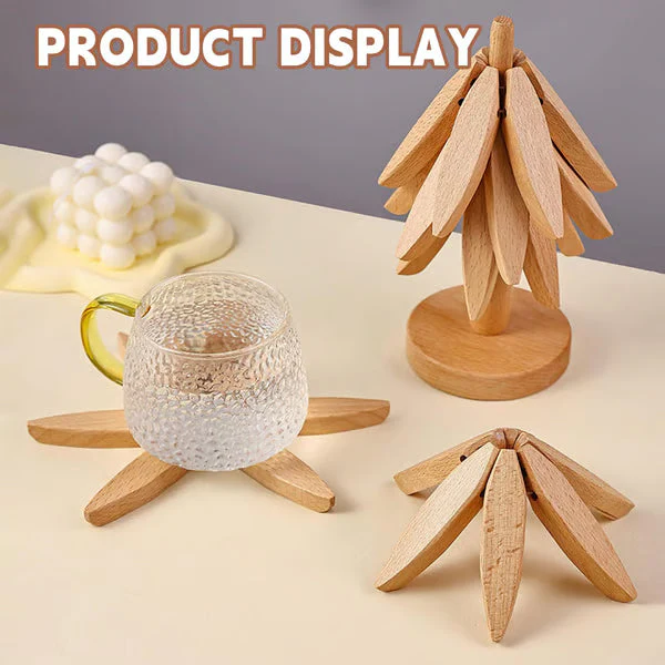 Natural Tree Trivet Set - 4 wooden Trivets & 1 Stand - Image 6