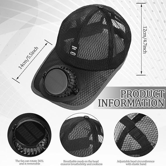 Cooling Solar Fan Hat – UV Protection & Breathable Mesh - Image 3