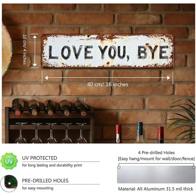 LOVE YOU, BYE – Vintage Art Wall Sign - Image 5