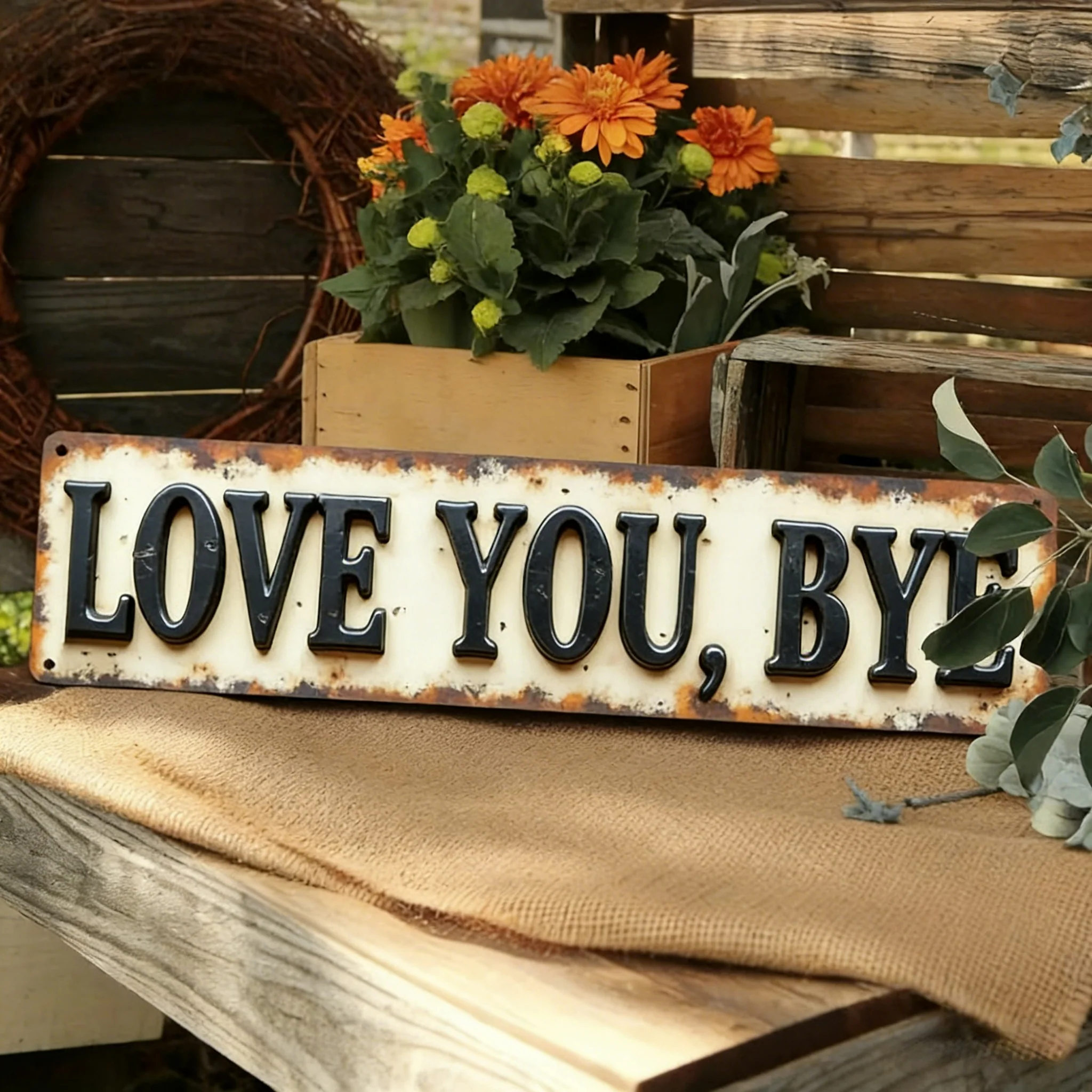 LOVE YOU, BYE – Vintage Art Wall Sign - Image 8