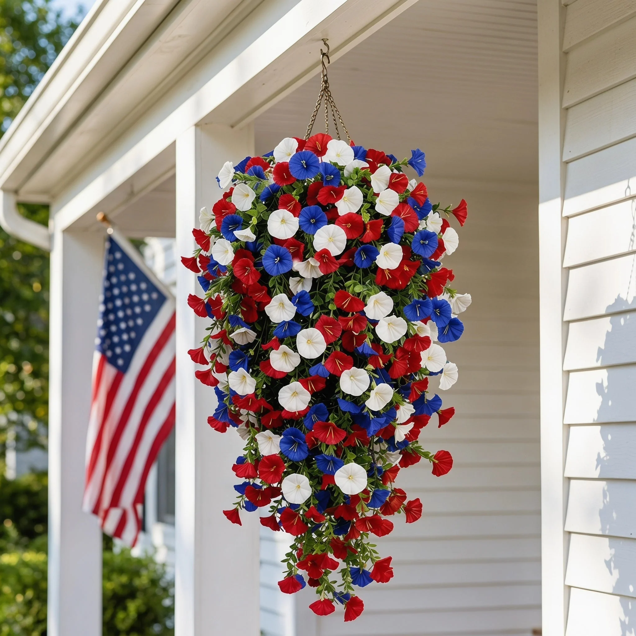 Patriotic Hanging Flower Baskets – Artificial Outdoor Decor, No Maintenance - Image 12