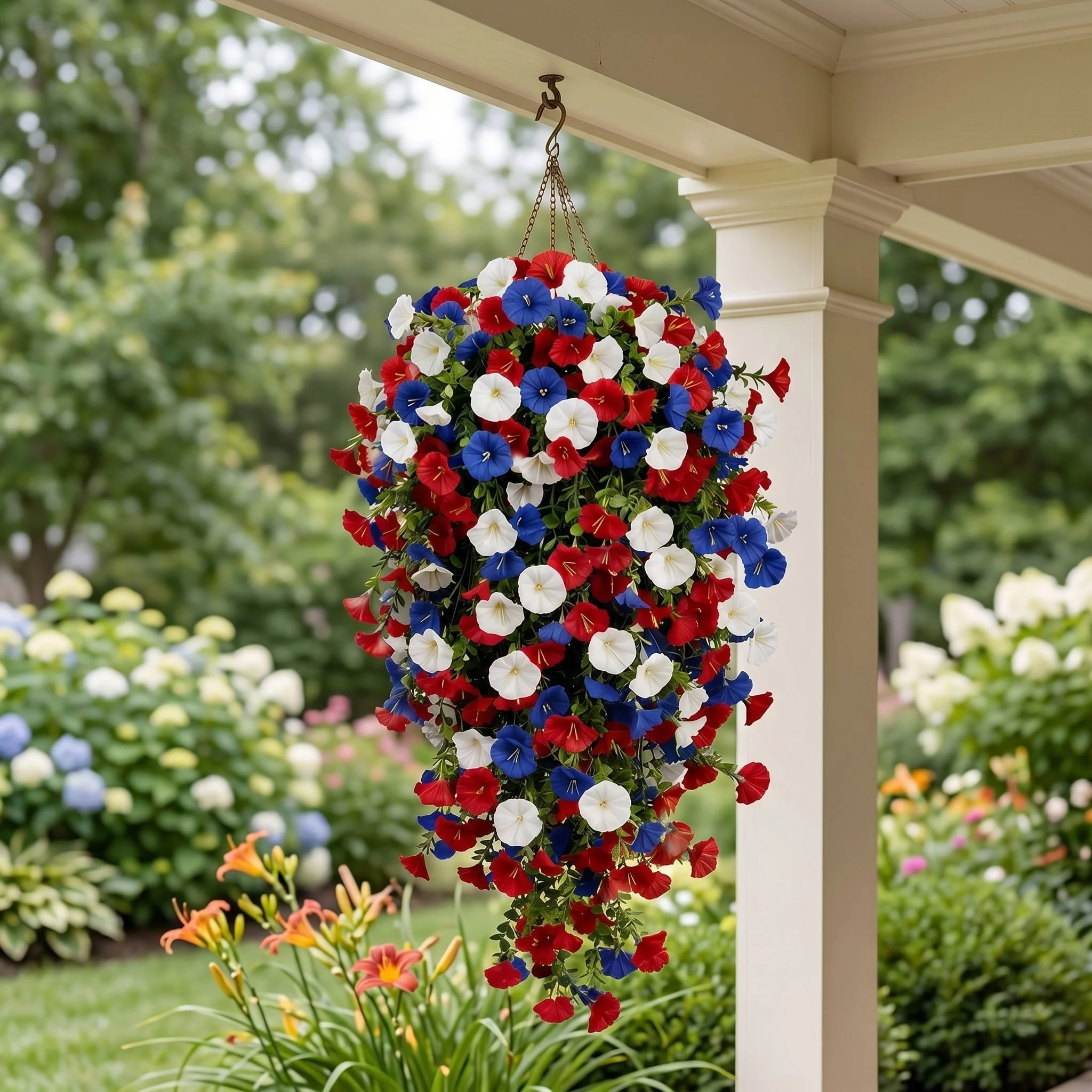 Patriotic Hanging Flower Baskets – Artificial Outdoor Decor, No Maintenance - Image 13