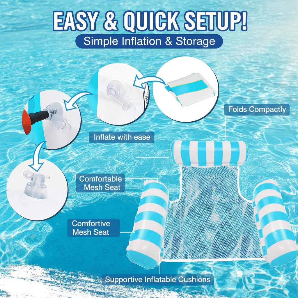 4 Tube Inflatable Pool Float Hammock: Your Ultimate Summer Relaxation Essential - Image 4