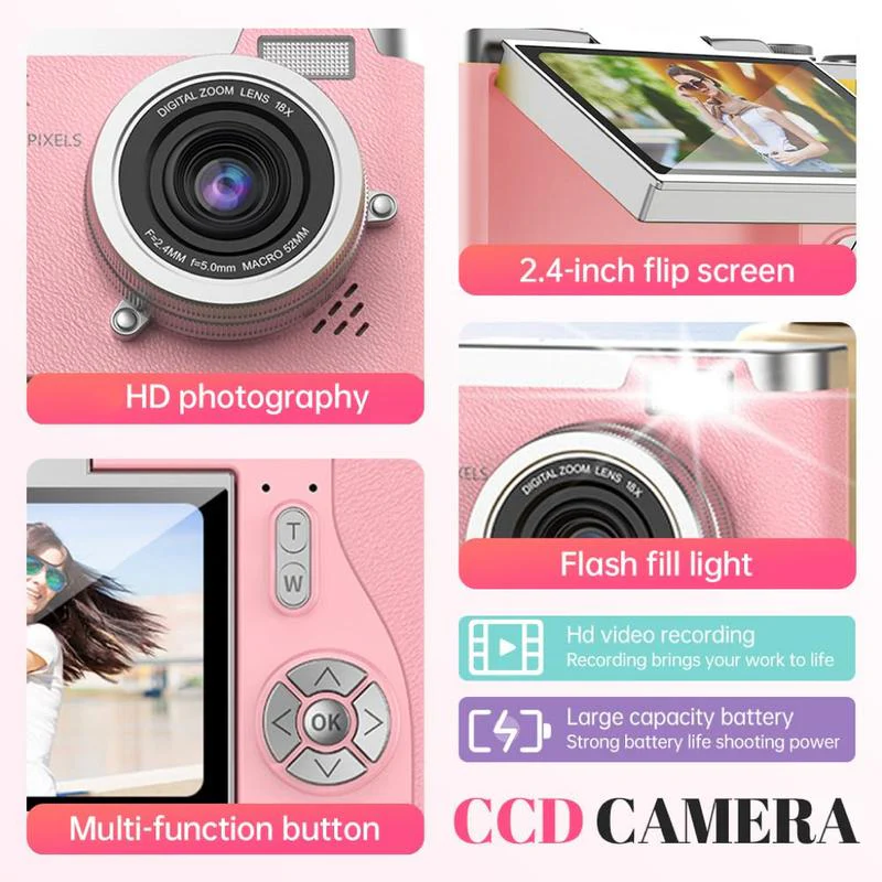 Portable 1080P Flip Screen Camera – Compact Pocket Vlog Camera with 32GB - Image 3