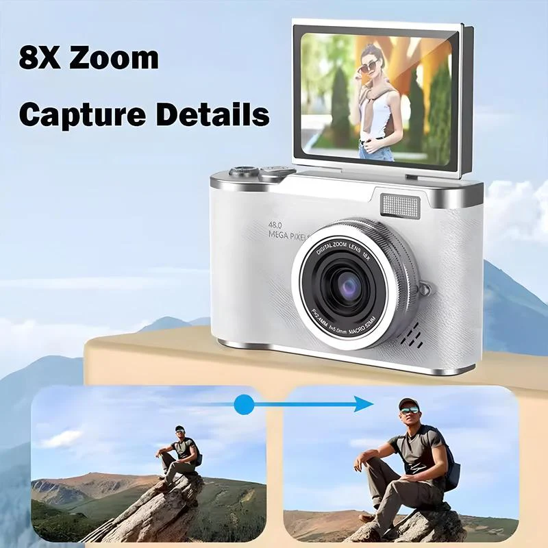 Portable 1080P Flip Screen Camera – Compact Pocket Vlog Camera with 32GB - Image 4