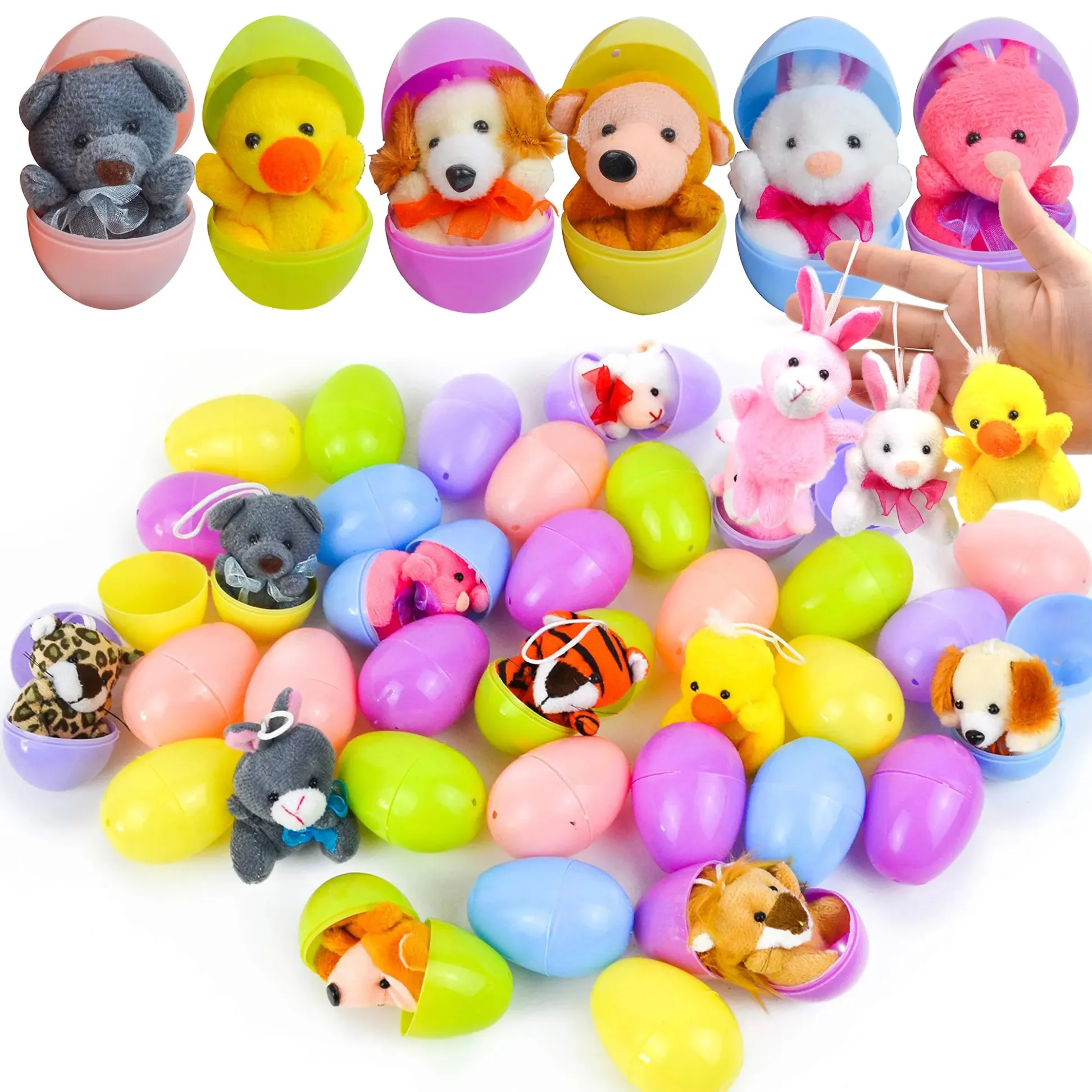 12/24/36 Pcs Prefilled Easter Eggs, Filled with Plush Animal Toys - Image 2