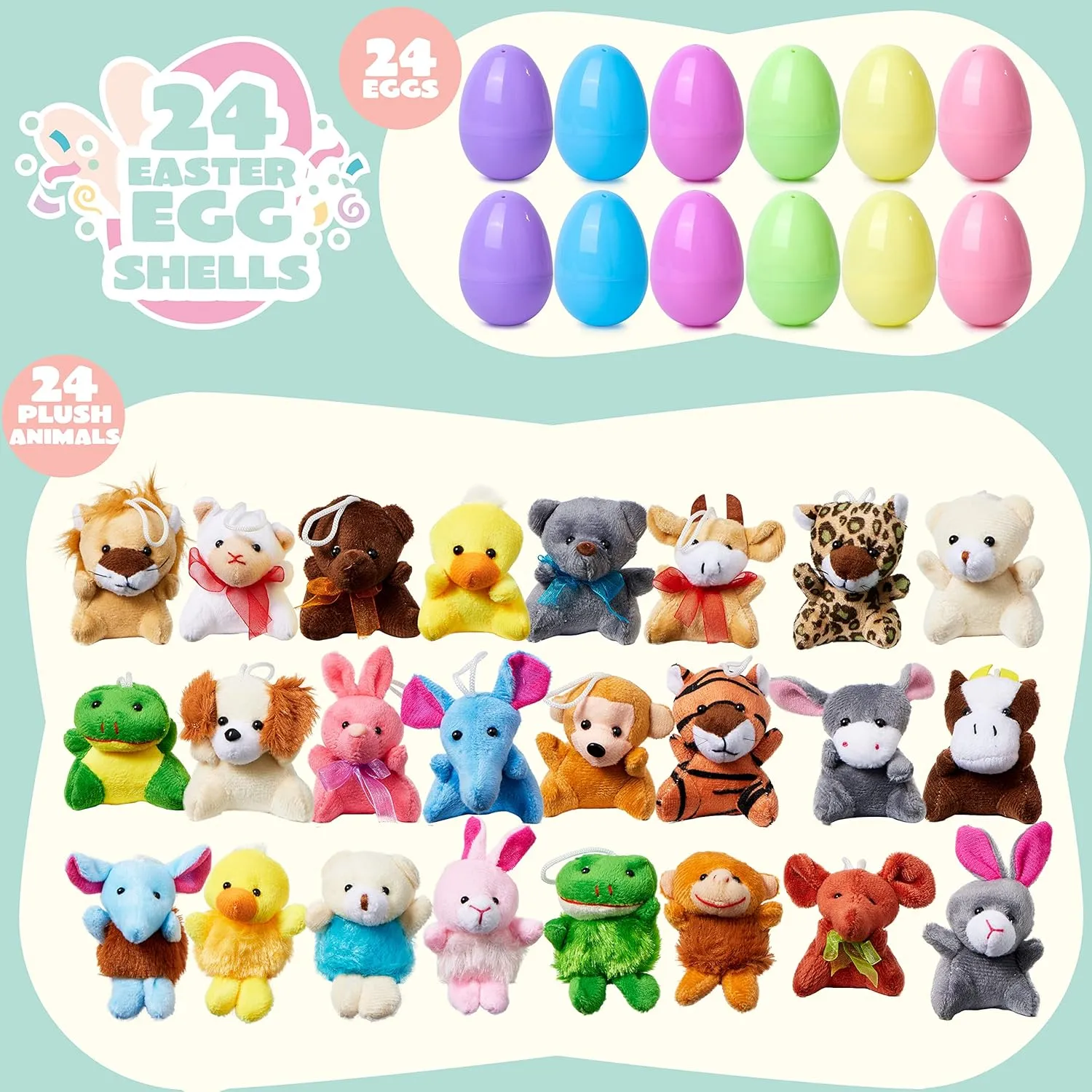 12/24/36 Pcs Prefilled Easter Eggs, Filled with Plush Animal Toys - Image 8