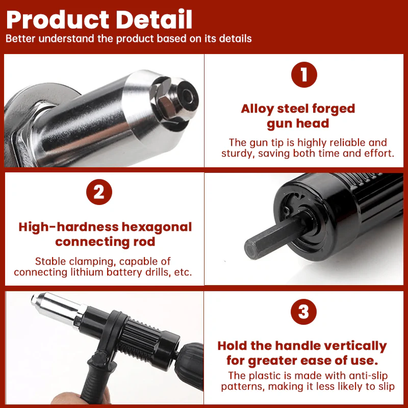 Pro-Grade Electric Rivet Gun Adapter – Turn Your Drill into a Riveting Beast - Image 6